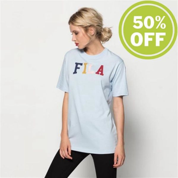 Fila Taylor Essential Logo Tee Wmn With Crew Neck Women's T-Shirts - Skyblue,NZ 970-79654